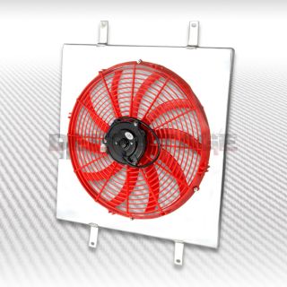 Aluminum 12V Slim Radiator Cooling Fan Shroud Red 89 92 Mazda RX 7 RX7 FC3S S5