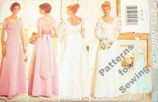 Pattern Butterick Woman Wedding Bridal Brides Maids Dress Gown Size 6 10 New
