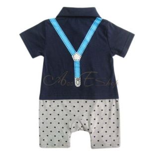 Boys Baby Toddler Polo Polka Dots Jumpsuit Kids Shortall Romper One Piece Sz 0 2