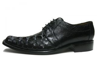 Men's Black Genuine Crocodile Alligator Ostrich Skin Dress Shoes Exotic Oxford