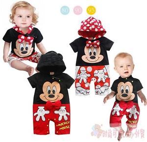 Baby Boys Girls Minnie Mickey Mouse Costume Bodysuit Romper Clothes Size 0 1 2