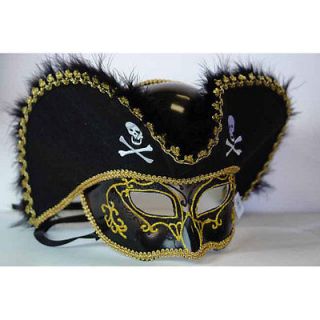 Pirate Hat Venetian Mask Black and Gold Halloween Masks Masquerade Mardi Gras
