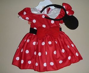 Baby Disney Girls Minnie Mouse Costume Dress Up Size 3 Months Red Headband