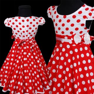 Blue Red Polka Dots Butterfly Girl Spring Flower Evening Pageant Dress Party