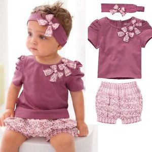 3pcs Toddler Baby Girl Infant Top Pant Headband Outfit Costume Clothes 0 3Y TYA4