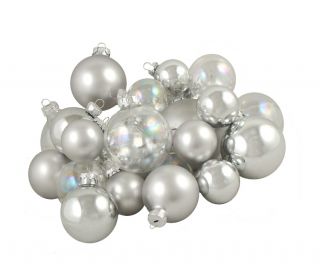 Club Pack of 23 Clear Iridescent Silver Glass Ball Christmas Ornaments 1 5" 3"