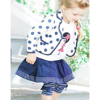 Kids Baby Girls Polka Dots 3 Pcs Set Coat T Shirt Culottes Outfits Costume 1 6Y