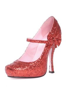 Sexy Ruby Red Glitter 4" Mary Jane Platform Costume Heels New