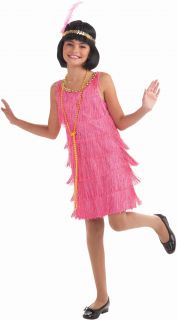 Girls Pink Flapper Dress 20s Dancer Halloween Costume