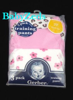3 Gerber Baby Toddler Girl's Potty Training Pants Size 3T New