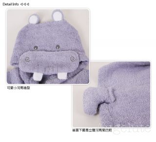 Baby Girl Boys Child Cartoon Animal Owl Hippo Hooded Bath Towel Bathrobes 0 36M
