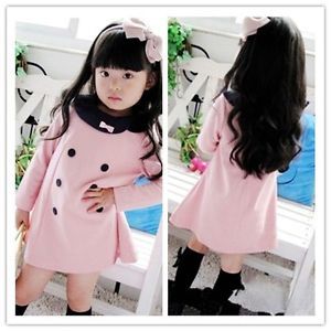 1 6Y Girls Kids Dress Top Skirt Long Sleeve Baby Party 1 Piece Clothes Lovely