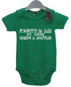 Party 2AM My Crib Gift Cute Baby Grow Boy Girl Babies Clothes Funny Bib