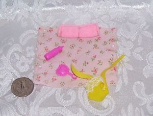 Vintage Barbie Baby Doll Size Lot Blanket Yellow Rubber Clothes Great Condition