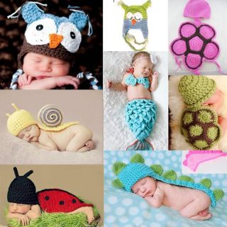 Baby Infant Newborn Aminal Knit Costume Photography Prop Crochet Beanie Hat Cap