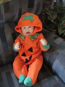 Infant Baby Jack O Lantern Plush Pumpkin Halloween Reborn Costume Months Onesie