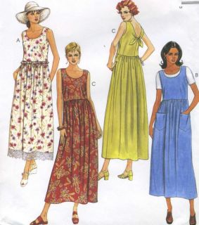 Misses High Waisted Sleeveless Dress Sewing Pattern Scoop Neck Back Tie Detail
