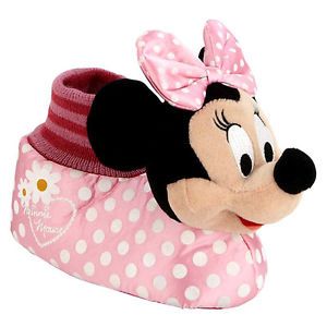 Disney Minnie Mouse Toddler Girls Plush Socktop Slippers 7 8 9 10 11 12