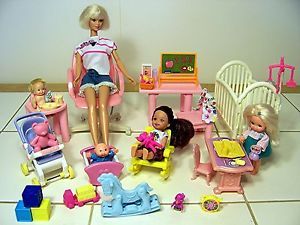 Barbie Babysitter Daycare Lot Kelly Baby Dolls Furniture Clothes Accessories