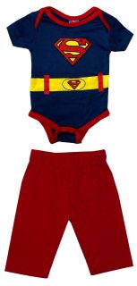 Superman Logo Costume DC Comics Baby Romper Snapsuit w Pants 2 PC Set