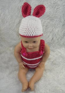 Cute Baby Infant Rabbit Knitted Costume Photo Photography Prop Newborn White L51
