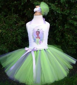 Princess Tiana Tutu Dress Pageant Birthday Disney Belle Ariel Frog