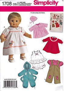 Retro 15" Baby Doll Clothes Pattern New Vintage Look Snowsuit Dresses Crawlers