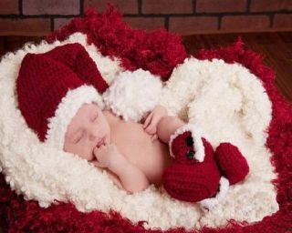 100 Hand Knitted Baby Christmas Costume Santa Claus Photo Photography Props