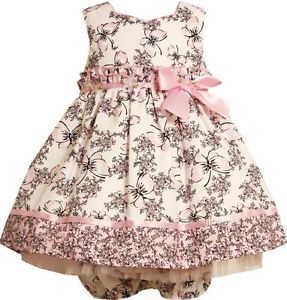 New Baby Girls "Pink Black Butterfly Toile" Size 12M 2pc Dress Clothes