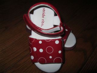 New Stride Rite Red Patent White Polka Dot Sandals Toddler Girl Shoes Sz 7 23 EU