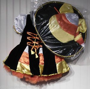 Authentic Kids Toddler Girls Candy Corn Witch Costume 3 Piece 3T MSRP$45