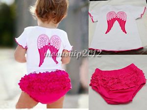 2pcs Baby Girl Toddler Top Ruffle Pants Shorts Bloomers Set Clothes Outfit 6 24M