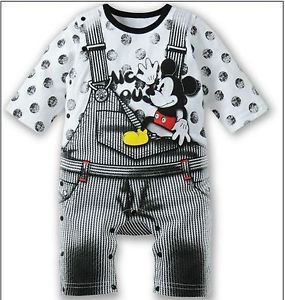 Cute Boy Girl Cotton Disney Romper Mickey Coverall Baby Clothes for 12 18M C27