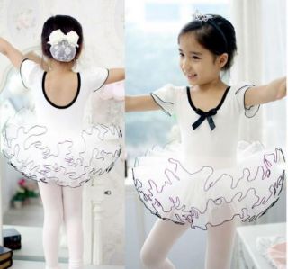 Girls Party Sleeve Leotard Pink Ballet Tutu 3 8Y Kids Costume Fairy Dance Dress