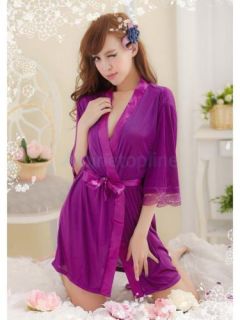 Women Noble Sexy Chiffon Lingerie Sleepwear Nightdress Robes Lace G String Gown