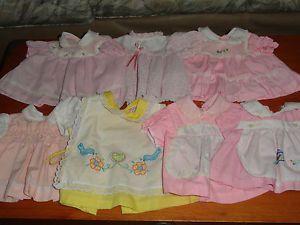 Lot 7 Vintage Newborn Baby Girl Dresses for Reborn Doll Clothes