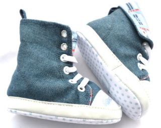 Blue High Top New Infants Toddler Baby Boy Walking Shoes Size 2 3 4