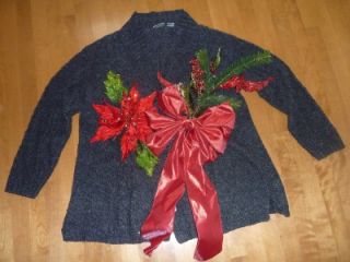 Womens Tacky Ugly Christmas Sweater Contest Winner Size1X Mens XL Bow Pine 219