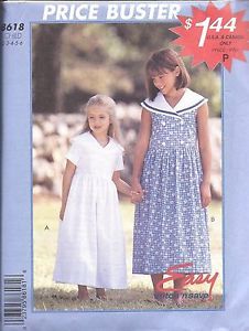 Uncut McCalls Vintage Sewing Pattern Little Girls Sleeveless Dress Easy 8618