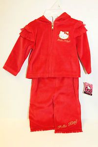 Hello Kitty Baby Girls Infant Red Velour sweat Suit HKSNG3147 Sz 3 6 mos $40