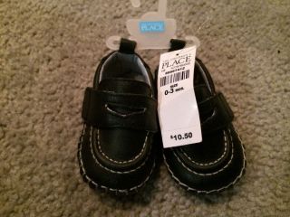 Baby Boy Black Loafer Shoes with White Stitching