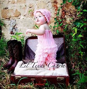 Baby Girl Boutique Clothing Lace Romper and Lace Beanie Hat Set Vintage Lace