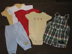 Lot of Baby Boys Clothes Pants Short Overalls Onsies Bodysuits 0 3 Months