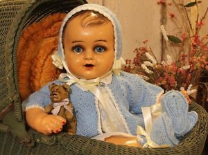 Unusual 25" Antique Old Vintage Baby Doll Original Condition Composition Cloth