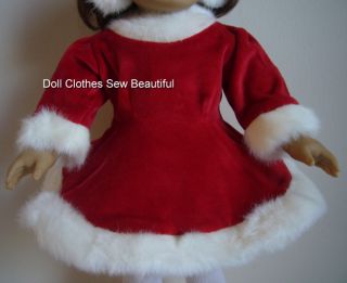 18 inch Doll Clothes Red Velvet Skate Dress Ear Muff