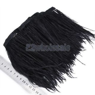 4X Black 1 Yard Ostrich Feather Dyed Fringe Trim Costume Hat Decoration