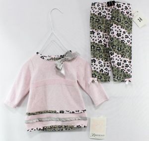 Bonnie Jean New Baby Pink Shimmer Floral Animal Print Pants Set 18 Months $ 40