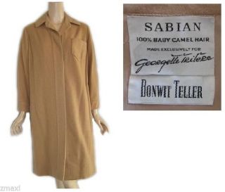 Georgette Trilere Bonwit Teller Sabian 100 Baby Camel Hair Coat Dress 10