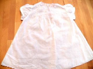 Vintage 1950's White Cotton Batiste Baby Dress Sweet Embroidery EX Cond Look