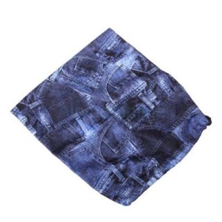 Waterproof Drawstring Bag Jeans Pattern Reusable Cloth Diaper Bag Denim Blue